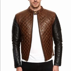 DISTRESSED UNISEX LEATHER BIKER STYLE JACKET XS